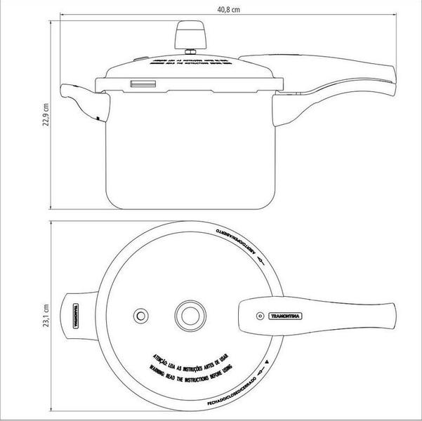 Imagem de Panela de Pressão Tramontina Vancouver em Alumínio Revestimento Interno e Externo Antiaderente Starflon Max  4,5 Litros