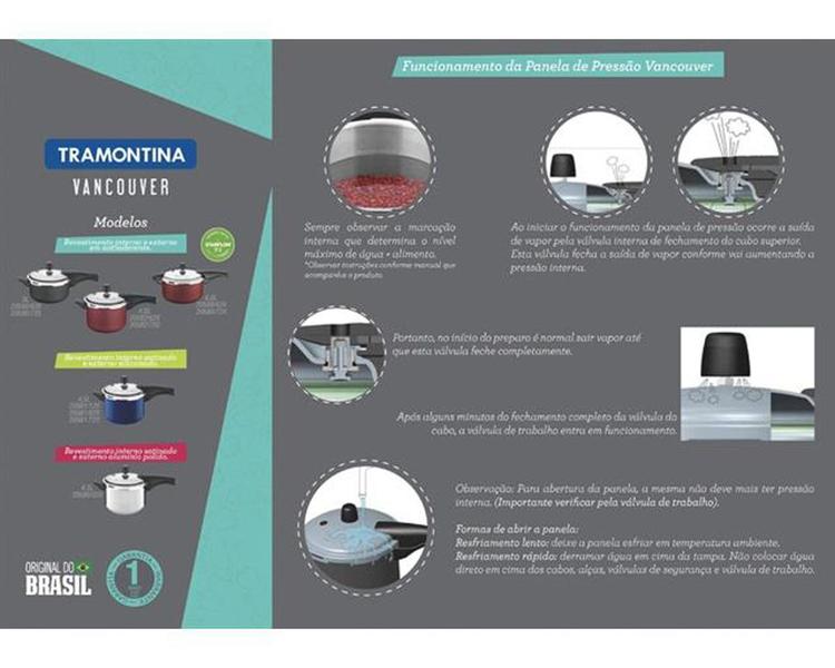 Imagem de Panela de Pressão Tramontina Vancouver Grafite 6 Litros