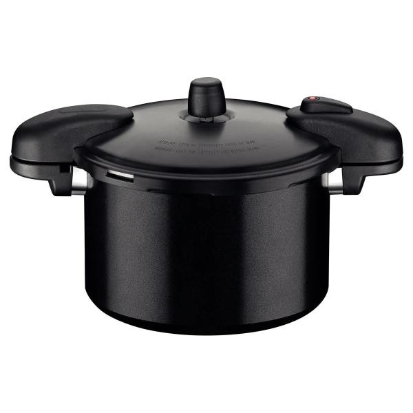 Imagem de Panela de Pressão Valência Black em Alumínio com Revestimento Cerâmico Preto 24cm 7L - Tramontina