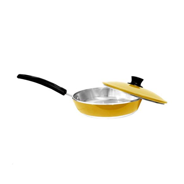 Panela Frigideira Amarelo e Tampa Aluminio Fundido 22 cm - GULE Imagem de Panela Frigideira Amarelo e Tampa Aluminio Fundido 22 cm