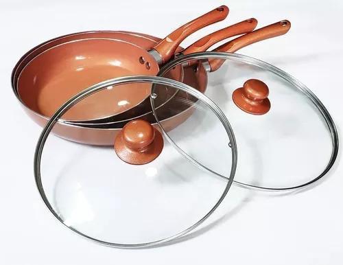 Panela Frigideira Cerâmica Titânio Frita Sem Óleo 3 Unidades com 2 Tampas - KIT3FRIGIDEIRAS Imagem de Panela Frigideira Cerâmica Titânio Frita Sem Óleo 3 Unidades com 2 Tampas