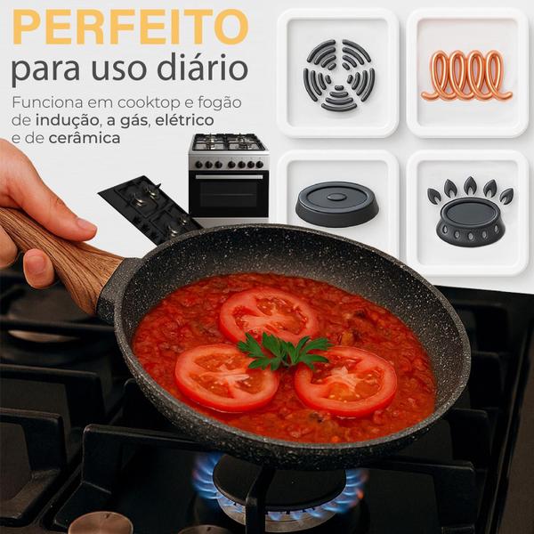 Panela Frigideira De Indução E Fogão A Gás Antiaderente De Cerâmica  Reforçada Linha Premium - Frigideira