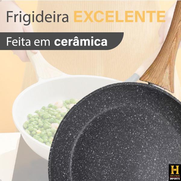 Panela Frigideira Indução E Gás 28cm Antiaderente De Cerâmica Com Tampa De Vidro - HYLLIS/HOME GOODS Imagem de Panela Frigideira Indução E Gás 28cm Antiaderente De Cerâmica Com Tampa De Vidro