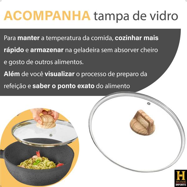 Panela Frigideira Indução E Gás 28cm Antiaderente De Cerâmica Com Tampa De Vidro - HYLLIS/HOME GOODS Imagem de Panela Frigideira Indução E Gás 28cm Antiaderente De Cerâmica Com Tampa De Vidro