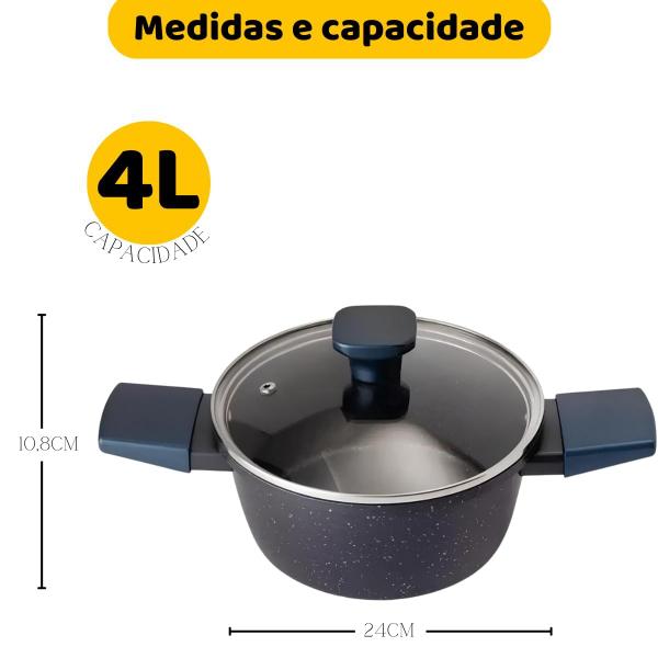 Panela Grande Caçarola Com Tampa Antiaderente Revestimento Cerâmico Indução - Clink Imagem de Panela Grande Caçarola Com Tampa Antiaderente Revestimento Cerâmico Indução