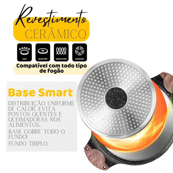 Panela Grande Caçarola Com Tampa Antiaderente Revestimento Cerâmico Indução - Clink Imagem de Panela Grande Caçarola Com Tampa Antiaderente Revestimento Cerâmico Indução