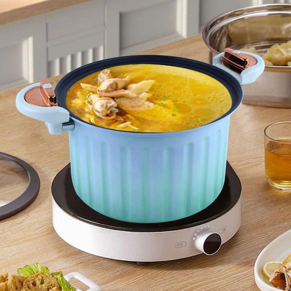 Imagem de Panela grande de micro pressão esmaltado 12l, panela de sopa a vácuo antiaderente, panela  antiaderente 28cm