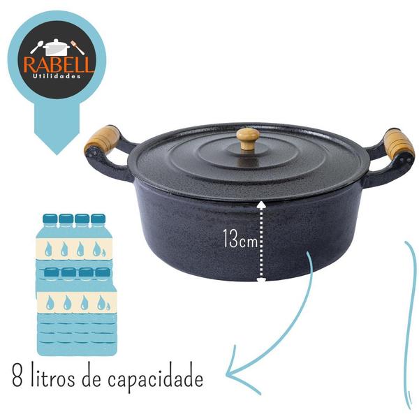 Imagem de Panela grande tipo caçarola aluminio batido fundido preta 32