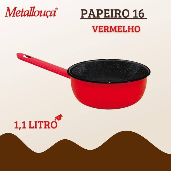 Imagem de Panela Papeiro Esmaltada Metallouca 16 1,1LT Vermelho