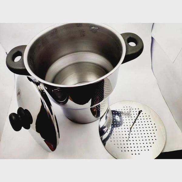 Imagem de Panela Para Cuscuz Cuscuzeira Fogão De Indução Inox 3 Litros Aparelho De Cuzcuz Com Alças Alto Padrão Qualidade Forma Inox Legumes No Vapor