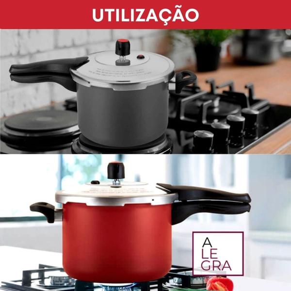 Imagem de Panela Pressão 4,5l Antiaderente Fechamento Externo Premium - Cinza