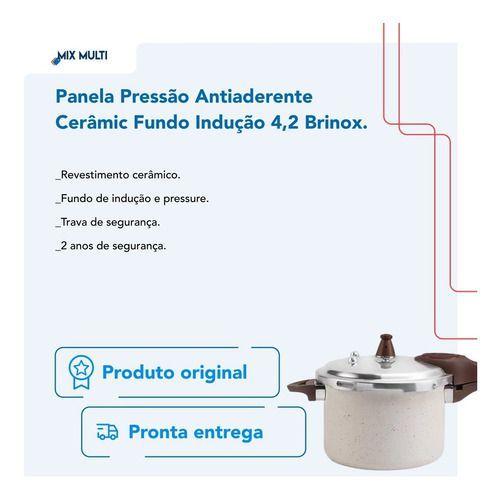 Imagem de Panela Pressão Antiaderente Cerâmic Fundo Indução 4,2 Brinox