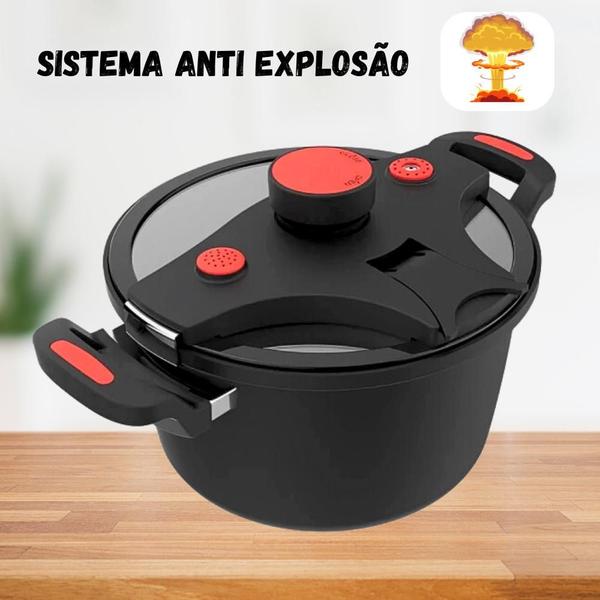 Imagem de Panela Pressão Antiaderente Cerâmica Anti Explosão Indução 6 Litros