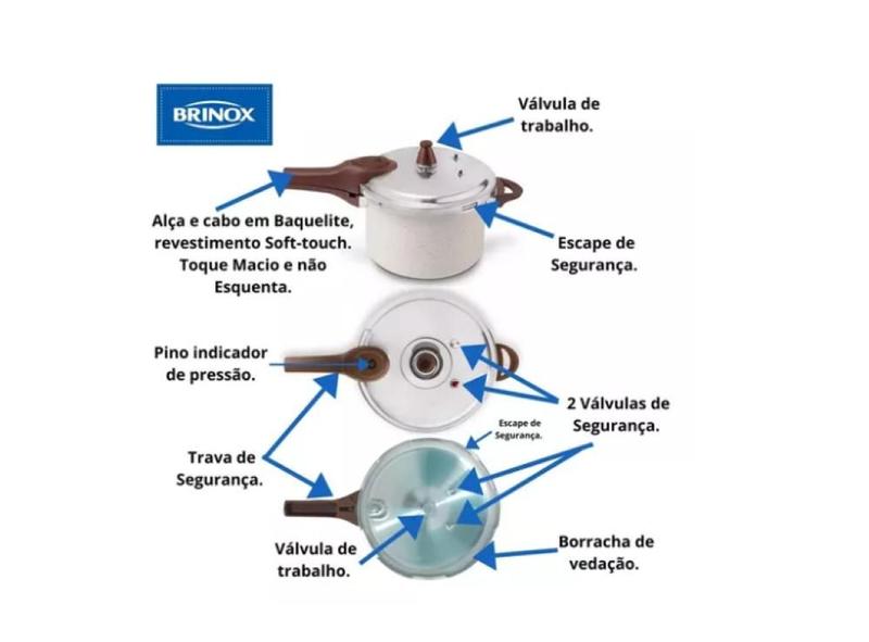 Imagem de Panela Pressao Ceramic Pressure Indução 6,8l Vanilla Brinox