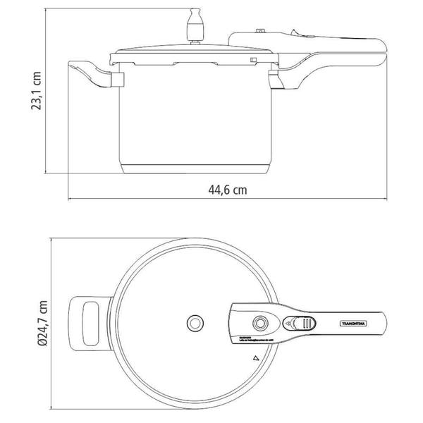 Imagem de Panela pressao fundo triplo tramontina inox 6 litros brava