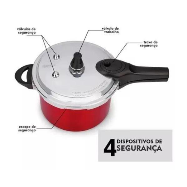 Imagem de Panela Pressão Red Fechamento Externo 4,2L Brinox