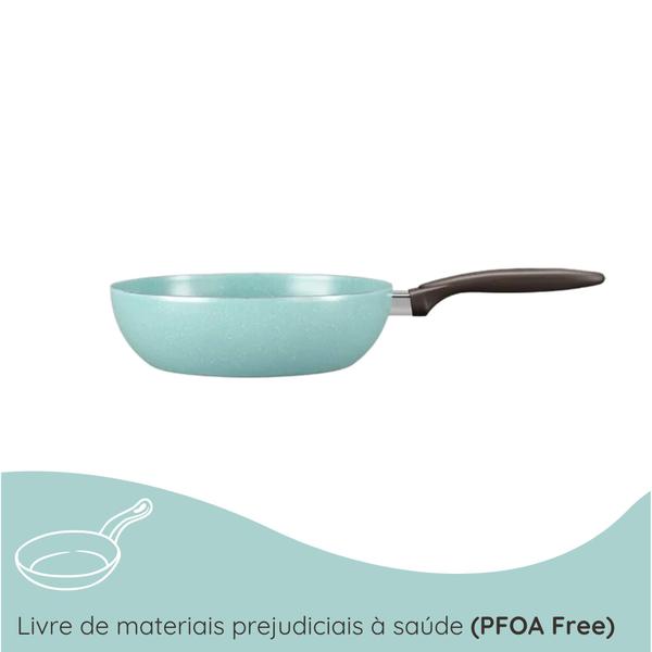 Imagem de Panela Wok 24 cm Antiaderente Mineral Resist Verde Ceramic Life Suprema Brinox - 7245/373