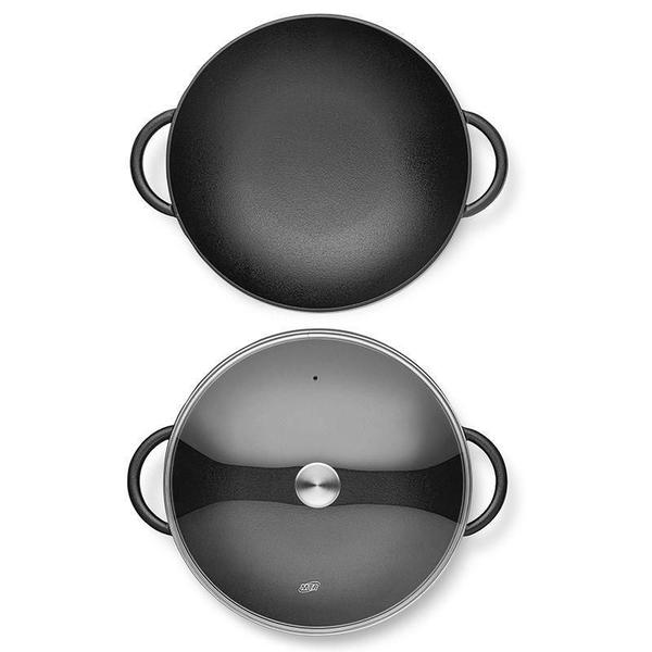 Panela Wok 36Cm Ferro Fundido Com Tampa De Vidro - Mta Imagem de Panela Wok 36Cm Ferro Fundido Com Tampa De Vidro - Mta