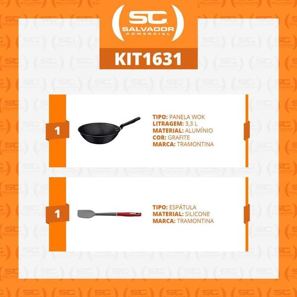 Panela Wok 3,6L Loreto E Espátula De Silicone - Tramontina Imagem de Panela Wok 3,6L Loreto E Espátula De Silicone - Tramontina