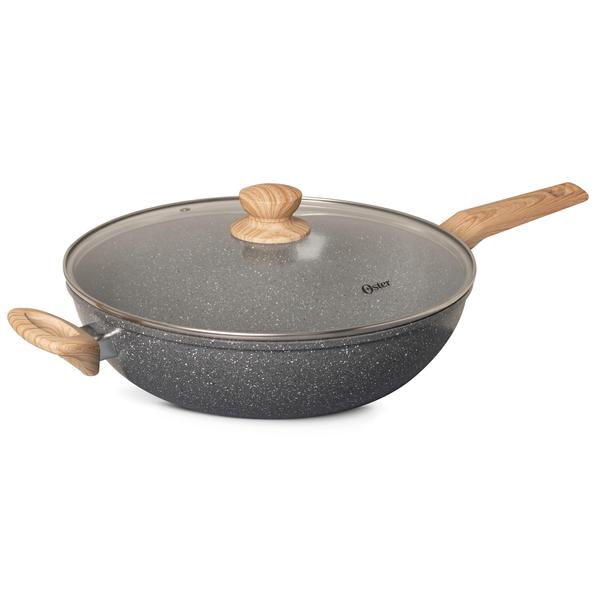 Imagem de Panela Wok 5,5L C/ Tampa 31cm Cerâmica Cinza Escuro Oster