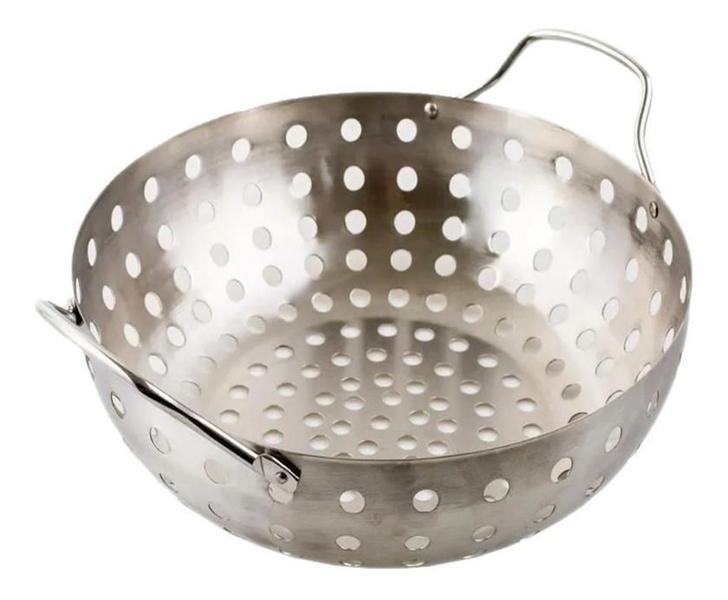 Panela Wok Aço Inox Para Grelha Churrasqueira Com Alça Prana Imagem de Panela Wok Aço Inox Para Grelha Churrasqueira Com Alça Prana