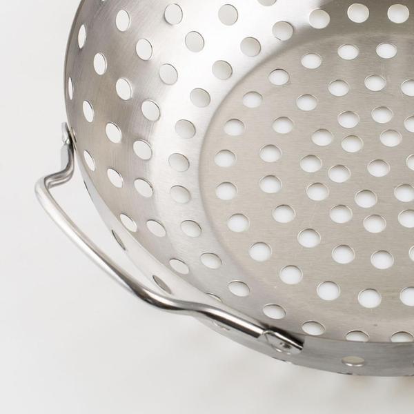 Panela Wok Aço Inox Para Grelha Churrasqueira Com Alça Prana Imagem de Panela Wok Aço Inox Para Grelha Churrasqueira Com Alça Prana