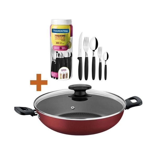 Panela Wok Alumínio 28Cm Loreto + 1 Faqueiro 30Pç Tramontina Imagem de Panela Wok Alumínio 28Cm Loreto + 1 Faqueiro 30Pç Tramontina