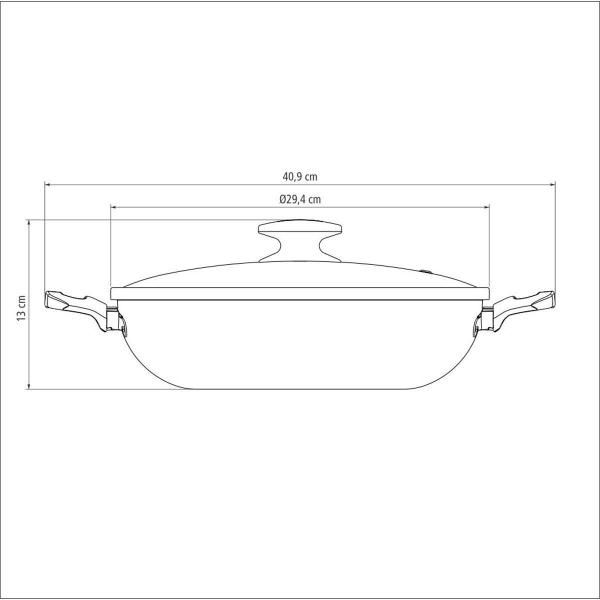 Imagem de Panela Wok Alumínio 28Cm Loreto + 1 Faqueiro Inox 24 Peças