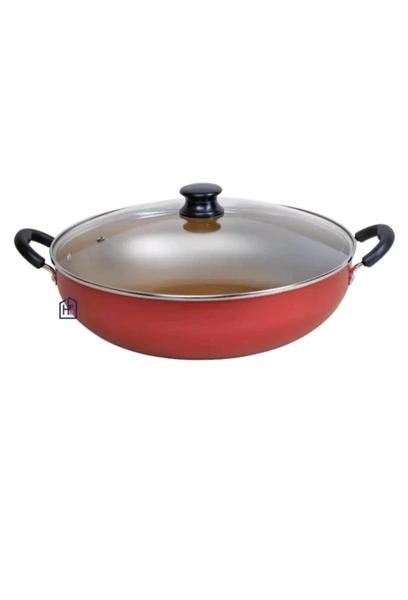 Imagem de Panela Wok Antiaderente Com Tampa De Vidro 32 Cm Alumbella