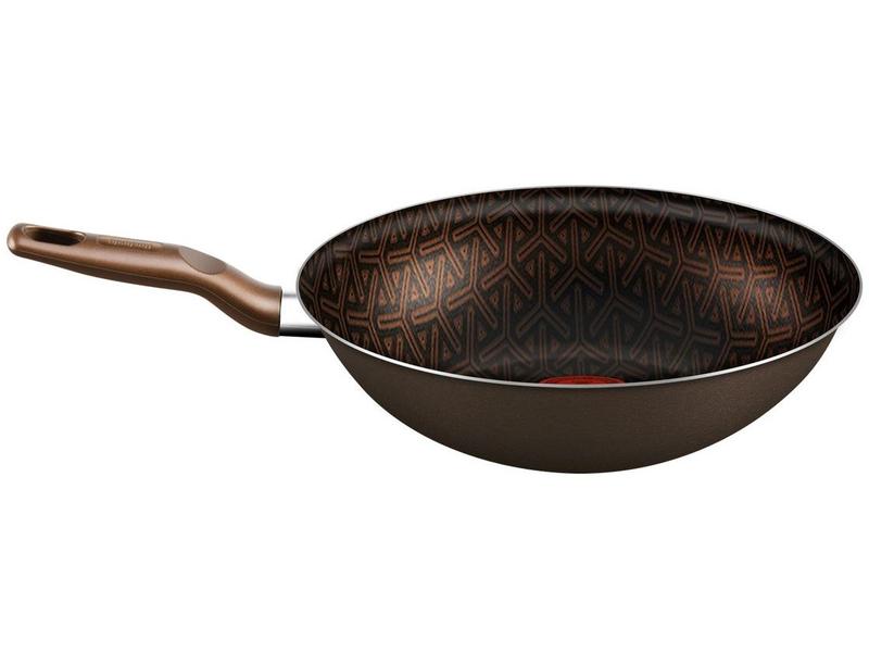 Imagem de Panela Wok Antiaderente Rochedo de Alumínio Expert Chocolate 24cm