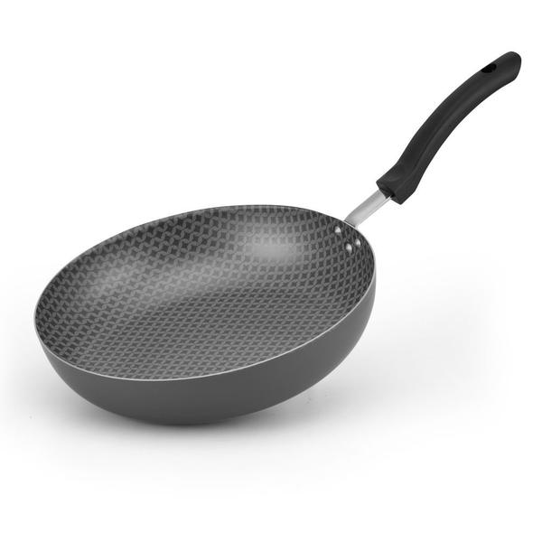 Imagem de Panela Wok com Cabo Antiaderente Cinza 30 cm Alumínio Laminado Revestido interno e externo com AntiAderente