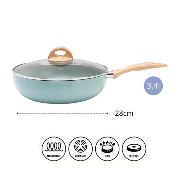 Imagem de Panela Wok Frigideira Funda Antiaderente 28cm Indução Com Tampa Avulsa Botanika Brinox