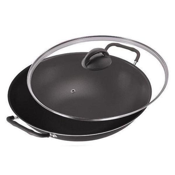 Imagem de Panela Wok Grande Antiaderente Tampa de Vidro Diâmetro 32cm. 