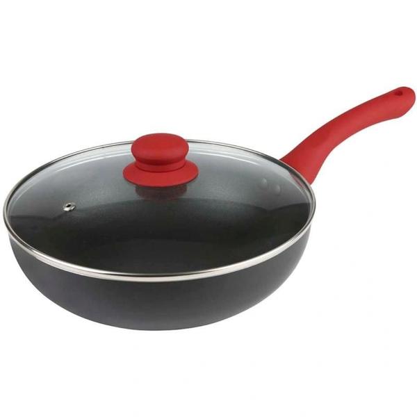 Imagem de Panela Wok Linha Aroma 24Cm Tampa Antiaderente Mor - Preta