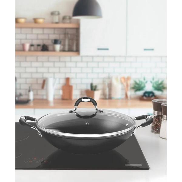 Imagem de Panela Wok Tramontina Com Tampa Antiaderente 32CM Monaco Grande e Funda Preta