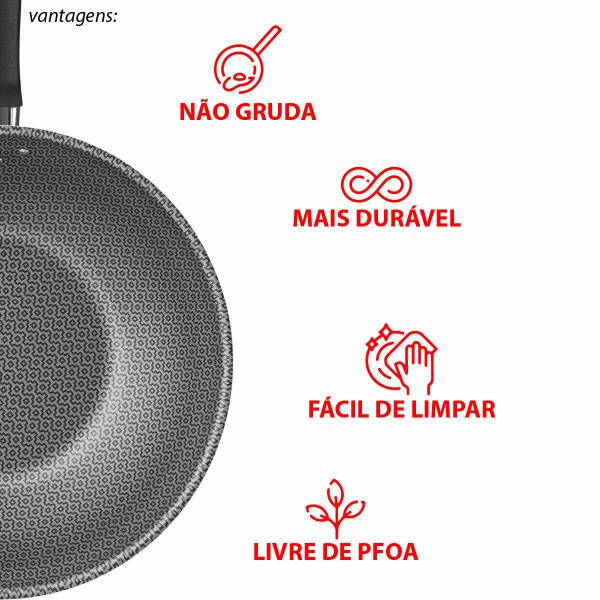 Panela Wok Tramontina Loreto 28cm 3.6 Litros Starflon Antiaderente Frigideira Funda Yakisoba Imagem de Panela Wok Tramontina Loreto 28cm 3.6 Litros Starflon Antiaderente Frigideira Funda Yakisoba