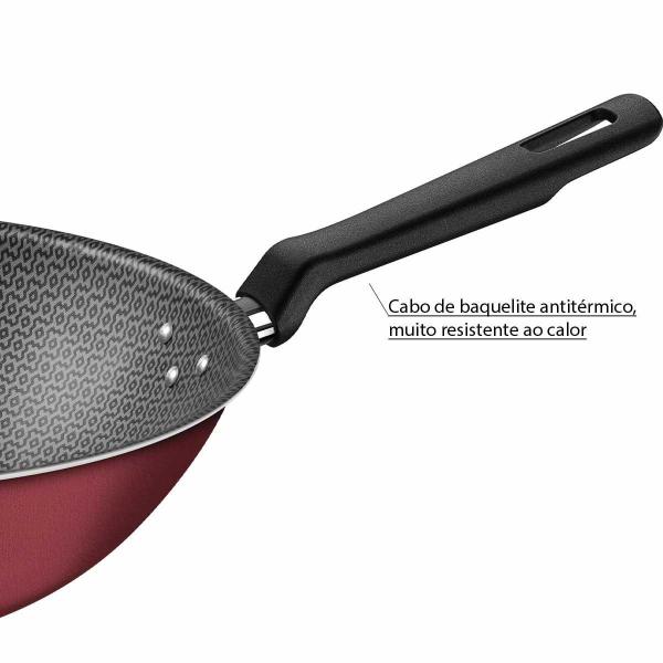 Imagem de Panela Wok Tramontina Loreto Vermelha 28Cm Frigideira Funda