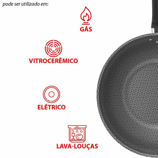 Panela Wok Tramontina Vermelha Frigideira Funda Antiaderente Imagem de Panela Wok Tramontina Vermelha Frigideira Funda Antiaderente