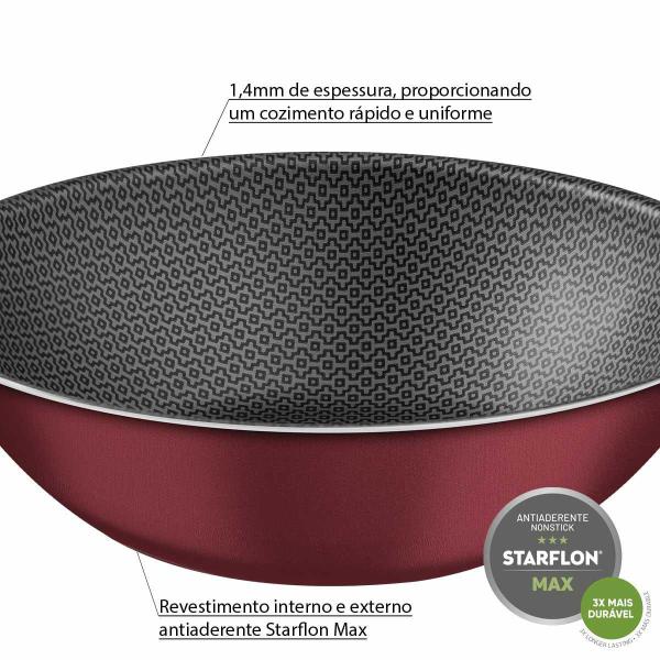 Panela Wok Tramontina Vermelha Frigideira Funda Antiaderente Imagem de Panela Wok Tramontina Vermelha Frigideira Funda Antiaderente