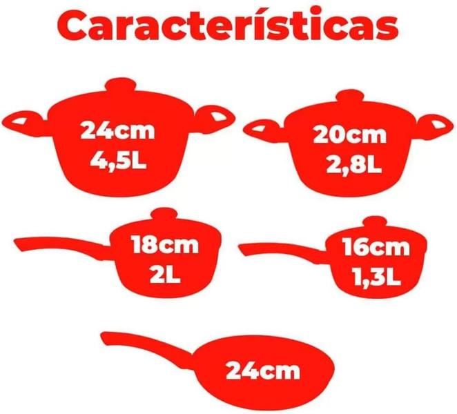 Imagem de Panelas de Cerâmica Viena Conjunto com 5 Peças