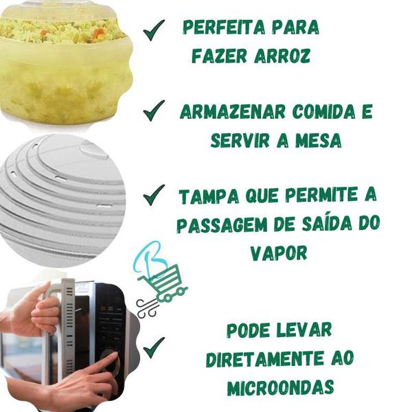 Imagem de Panelas de Microondas duas unidades Perfeita para Fazer Arroz de Maneira Rápida e Organizada Capacidade total de 4,0L