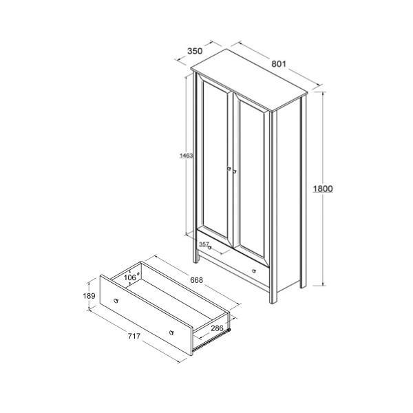 Imagem de Paneleiro 2 Portas 1 Gaveta Ditália E-954