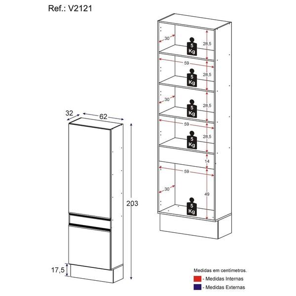 Imagem de Paneleiro 2 Portas 62cm com Rodapé Veneza Multimóveis V2121