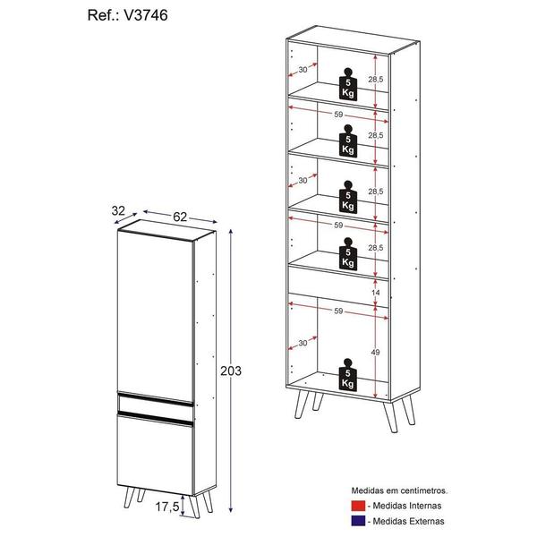 Imagem de Paneleiro 2 Portas 62cm Veneza Multimóveis V3746