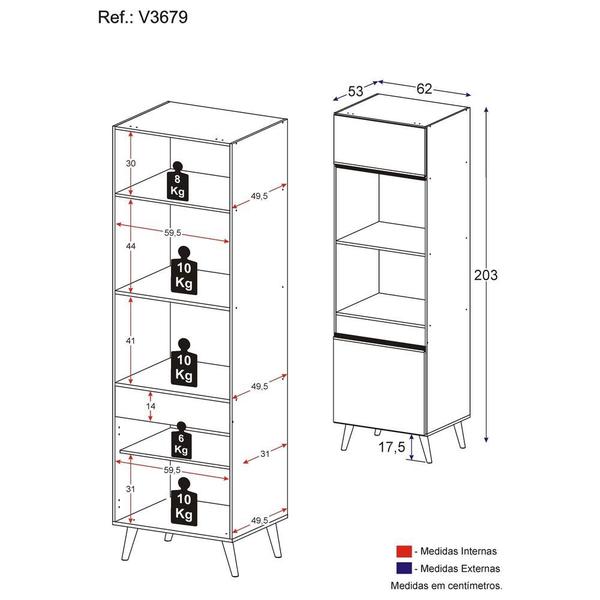 Imagem de Paneleiro 2 Portas 63cm para Forno e Microondas Veneza Multimóveis V3679