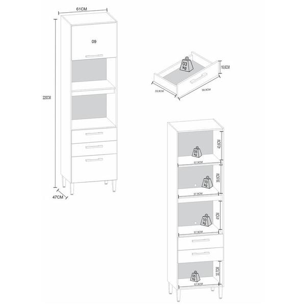 Imagem de Paneleiro 60cm para Forno e Microondas Multimóveis CR20118