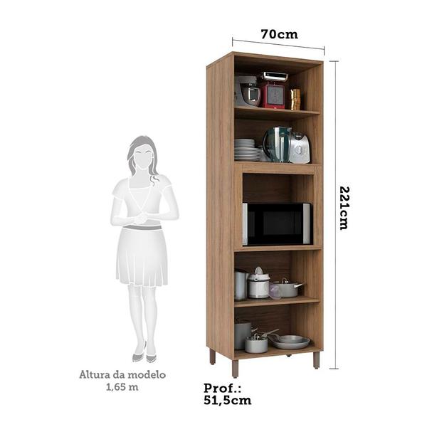 Imagem de Paneleiro 70 cm Nicho para Microondas 4 Portas de abrir 2 Prateleiras Isa Luciane Móveis