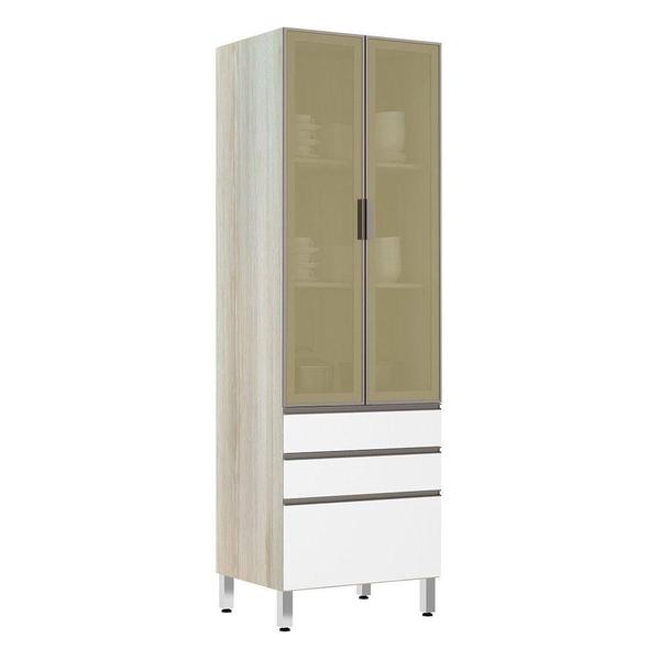 Imagem de Paneleiro 70Cm Vidro Bronze Luci Legno Crema Com Branco