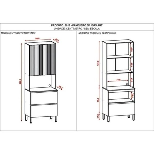 Imagem de Paneleiro 80cm Art 3 Portas 2 Gavetas 2934 Kits Paraná