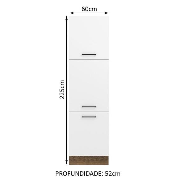 Imagem de Paneleiro Armário de Cozinha 60 cm 3 Portas Rustic/Branco Agata Madesa